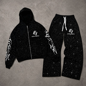 Sudadera con Capucha Extra Grande con Estampado de Galaxia Personalizado, Conjunto Deportivo de Felpa para Hombre, Ropa Urbana Premium - Product Image 1