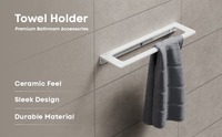 Porte-serviettes mural en acier inoxydable blanc de qualité supérieure, design minimaliste, barre simple pour salle de bain, support élégant pour serviettes de bain