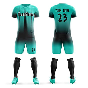 Conjunto de Camiseta de Fútbol Personalizada para Hombre, Manga Corta, Degradado Rosa y Azul, Cuello en V, Absorbe la Humedad, Ajuste Atlético, Uniforme - Product Image 2
