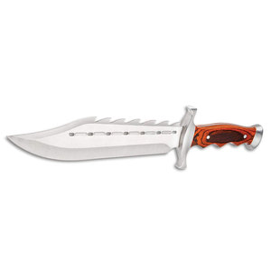 Cuchillo Bowie de Acero Inoxidable para Acampar al Aire Libre, Caza, Supervivencia, Hoja Fija con Mango Ergonómico de Madera - Product Image 3