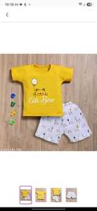 Tiny <b>Toes</b> Pure Cotton Baby Boy Summer Set Mustard Yellow Cute Bear Graphic Tee & Printed Shorts - Product Image 4