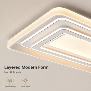 Plafonnier Led rectangulaire moderne en fer et acrylique, 440W, télécommande à intensité variable, pour salon et chambre à coucher, 110x75cm - Product Image 4