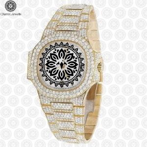 Charm Jewells Luxury Women's Yellow Gold Diamond <b>Watch</b> Analog Quartz Round Dial 38mm Folding Clasp Fashion Jewelry - Product Image 2