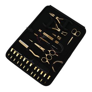 Kit de herramientas para extensiones de cabello Micro Link Gold: Alicates para quitar cuentas, Alicates de crimpado, Gancho para tirar, Enhebrador de bucles, Peine de cola, Separador de mechas - Product Image 1
