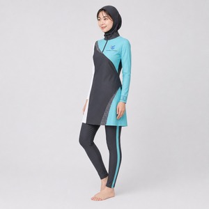 Nouvel ensemble de bikini modeste pour femmes musulmanes, uni/à motifs, entièrement couvert, anti-UV, respirant, séchage rapide, maillot de bain de qualité supérieure pour la plage - Product Image 2