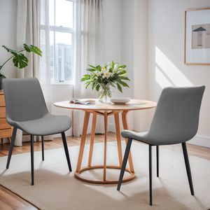 Set di 2 Sedie da Pranzo Moderne in Pelle PU Grigia con Gambe in Metallo per Cucina, Ristorante, Soggiorno o Sala Riunioni - Product Image 4