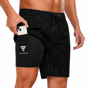 <b>Men's</b> Athletic 2 in 1 <b>Compression</b> <b>Shorts</b> with Pocket Fitness Running <b>Shorts</b> Custom Logo Gym <b>Shorts</b> <b>Men</b> Quick Dry Sports <b>Shorts</b> - Product Image 1