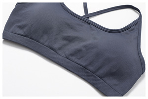Wholesale Custom Logo Front Cross Shoulder Straps High Support Quick Dry Breathable Spandex/Nylon U-NECK Removable Sports <b>Bra</b> - Product Image 3