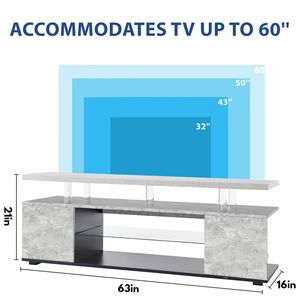 Large 70-Inch TV Stand in Gray LED Gaming Entertainment Center Media <b>Storage</b> Console <b>Table</b> Large <b>Side</b> Cabinet for Living Room - Product Image 6