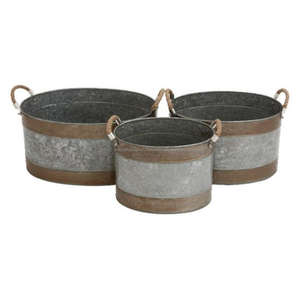 Fabrication de confiance de jardinières décoratives pour la maison galvanisées ensemble de trois jardinières en métal de haute qualité avec poignées en corde - Product Image 4