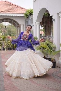 New trendy elegant navratri style fully stitched rayon <b>chaniya</b> <b>choli</b> with mirror work perfect for adults - Product Image 4