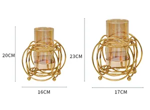 Modern Coastal Iron Tabletop Vase with Gold <b>Wire</b> Frame Design 16cm 17cm Eco-Friendly Handmade <b>Flower</b> Vase for Christmas - Product Image 1