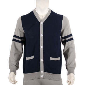 V-Neck Cotton Effortless Fashion Layer for Any Outfit Men's Front Logo <b>Cardigan</b> Sweater Chic Comfortable Knit Style - Product Image 1