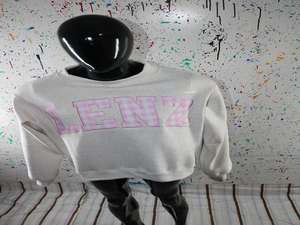 LENZ ASH GREY <b>Mock</b> <b>Neck</b> Sweatshirt 100% LIGHT PINK Applique Embroidery wide <b>neck</b> Sweatshirt Finer Threads - Product Image 2