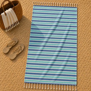 Grande serviette Fouta 100% coton, douce, style hammam, serviette de plage écologique, style turc, rayée, séchage rapide - Product Image 3