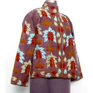 Veste Courte Décontractée pour Femme, Broderie Florale Boutonnée, Faite Main, Écologique, Style Plage, Hiver - Product Image 3