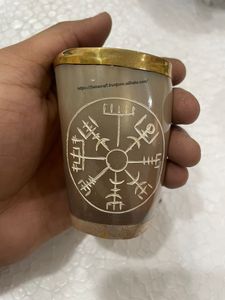 Handmade Natural Horn Glass Viking Drinkware Unique Eco-Friendly Carved Beverages Holder for Beer Mead <b>Whisky</b> Religious Mead - Product Image 5