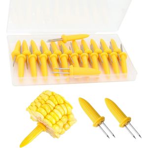 24 Pack Stainless Steel Corn Holders and Cob Skewers for Home and <b>BBQ</b> Cooking Grill Corn on the Cob with Ease - Product Image 1