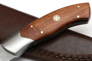 Couteau utilitaire d'extérieur en acier Damas forgé à la main, lame fixe, manche en bois, fournisseur d'équipement de camping - Product Image 5