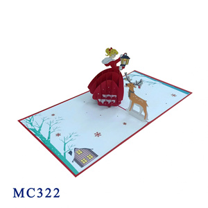 Best Selling Christmas Angel Theme <b>Handmade</b> Custom <b>Paper</b> Crafts with Offset Printing Vietnam Hot Seller Lady Red Pop Card - Product Image 1