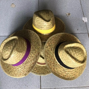 Chapeau de fermier unisexe à large bord en feuille de palmier tressé multicolore à rayures en herbe naturelle, pour usage quotidien, fêtes, mariages, Noël - Product Image 1