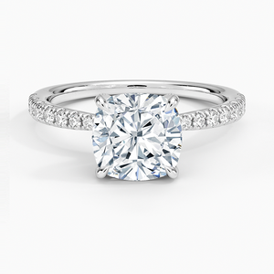 SOJ <b>Ring</b> 02 Cushion Cut 925 <b>Silver</b> Rhodium Plated 36 Side <b>Stone</b> Prong Set Solitaire Engagement <b>Ring</b> GRA Certified 2ct Moissanite - Product Image 1