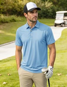 Camisa de Golf para Hombre al por Mayor, de Secado Rápido, 100% Algodón, con Bolsillo, Antiarrugas, Estampado Digital, Logotipo Personalizado - Product Image 1
