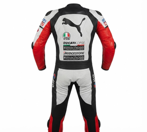 Combinaison de course sur circuit professionnelle pour homme Rucati / Traje sur mesure en cuir de vache/crocodile avec protection de niveau 2 - Product Image 2