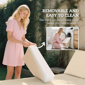 Cuscini per sedie da giardino beige in 2 pezzi con schienale, cuscini di ricambio per sedie lounge da esterno - Product Image 5