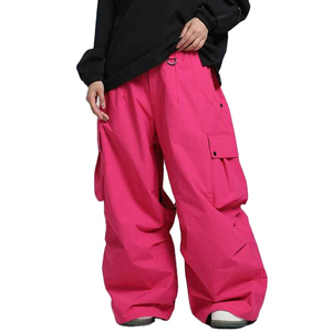 Pantalones Cargo Impermeables Color Rosa para Mujer, Cintura con Cordón, Ropa para Esquí en la Nieve - Product Image 1