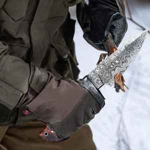 Cuchillo de Caza Artesanal Premium al por Mayor, Cuchillo de Hoja Fija para Bushcraft, Cuchillo de Supervivencia para Camping al Aire Libre de Acero de Damasco con Funda - Product Image 5