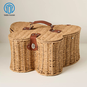 Panier de pique-nique tissé à la main en forme de papillon, panier de rangement alimentaire en rotin pour l'extérieur avec poignée, panier cadeau décoratif, vente en gros - Product Image 1