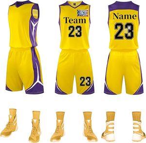Unisex <b>Polyester</b> Basketball Uniform Set Custom Team Printed Jersey and <b>Shorts</b> Quick Dry Wholesale Basketball Wear - Product Image 5