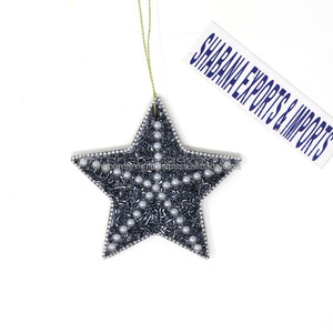 High-Demanded <b>Christmas</b> Tree Decoration New Arrival Glitter Glass Seed Beaded Star Tree Hanging Ornaments - Product Image 2