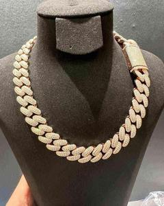 Collier de déclaration de luxe en argent 925 plaqué or rose avec moissanite, chaîne à maillons hip-hop pour homme, micro-incrustation taille baguette, pour usage quotidien - Product Image 6