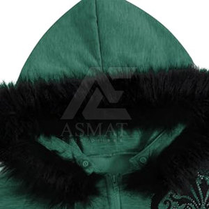 Sudadera con capucha de mujer a la moda con cremallera completa y pedrería brillante, estilo urbano - Product Image 3