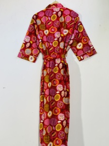 Bata Kimono de Algodón con Estampado Floral Multicolor |   Albornoz largo tipo lounge |   Ropa Casual para Mujer - Product Image 5