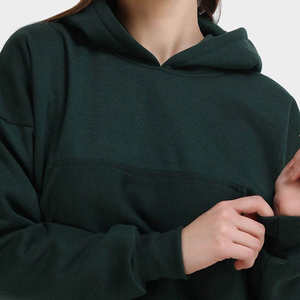 Sudadera Corta Verde Oscuro para Mujer, Sudadera Informal de Manga Larga para Invierno con Logotipo Frontal - Product Image 6
