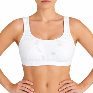 Soutien-gorge de sport personnalisé pour femme à maintien élevé, anti-transpiration, avec empiècements perforés pour le yoga et l'entraînement en salle de sport - Product Image 1