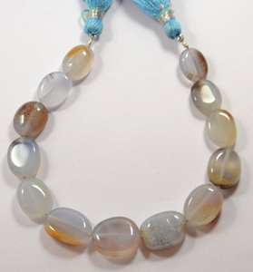 Perles ovales en calcédoine naturelle blanche à changement de couleur, perles de pierres précieuses en vrac pour la fabrication de bijoux, vente en gros - Product Image 1