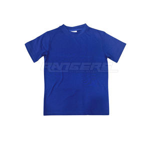 T-shirts bleus pour hommes en coton respirant à manches courtes, col rond, coupe ample, t-shirts vierges décontractés d'été, vente en gros - Product Image 1