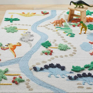 พรมปูพื้นผ้าฝ้ายทอมือ ลายไดโนเสาร์ซาฟารี พรมเด็กเนื้อนุ่ม ทำด้วยมือ สำหรับห้องเด็กอ่อน ห้องเล่น และตกแต่งห้องเด็ก - Product Image 1