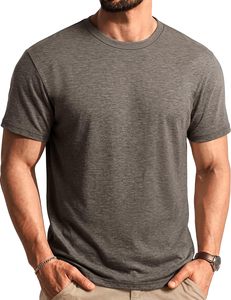 T-shirt en coton pour homme, col rond, manches courtes, doux, respirant, écologique, séchage rapide, coupe ajustée, vierge, avec logo frontal, vente en gros - Product Image 1