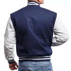 Chaqueta Varsity con Mangas de Cuero y Lana, Estilo Escolar, Chaqueta de Invierno, Venta al Por Mayor Disponible - Product Image 1
