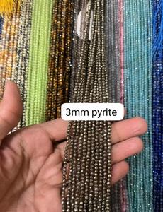 3mm Pyrite Round <b>Stone</b> <b>Beads</b> For Jewelry Making Gold Color Loose <b>Beads</b> - Product Image 1