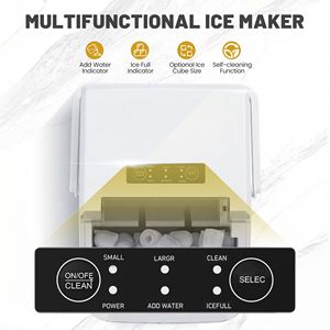 Machine à glaçons de comptoir autonettoyante portable avec poignée et pelle à glace, 9 glaçons/6 min, 26,5 lb/24 h, blanche - Product Image 5
