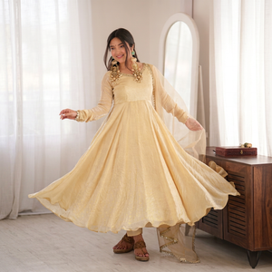 Women's Anarkali Gown Set With <b>Mirror</b> Work For Traditional Indian Pakistani Wedding Wear From Samp Corporation - Product Image 1