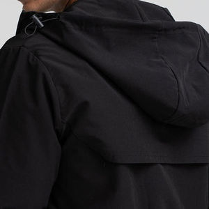 Veste décontractée coupe oversize en coton tricoté noir à capuche avec fermeture éclair coupe-vent pour homme – Idéale pour l'automne - Product Image 5