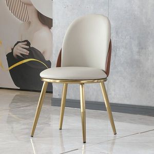 Modern Set of 2 Dining Chairs PU Leather with Gold Metal Legs for Living and Kitchen Dining Room - Product Image 3
