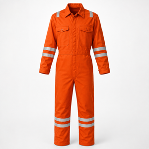 Combinaison de travail industrielle pour hommes de qualité supérieure, en sergé de coton, bandes réfléchissantes de sécurité, taille élastique, multi-poches, vêtements de travail personnalisés - Product Image 1